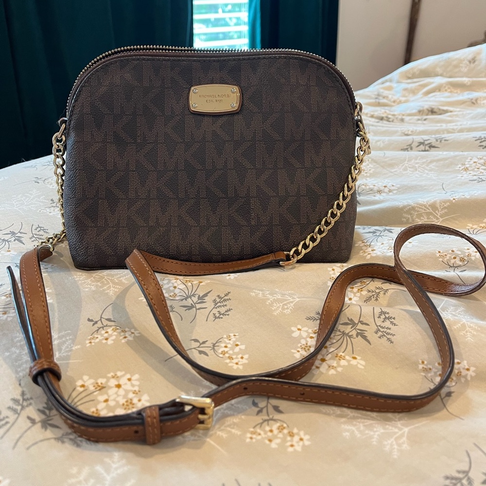 Michael Kors Brown Crossbody Bag with Gold Hardware